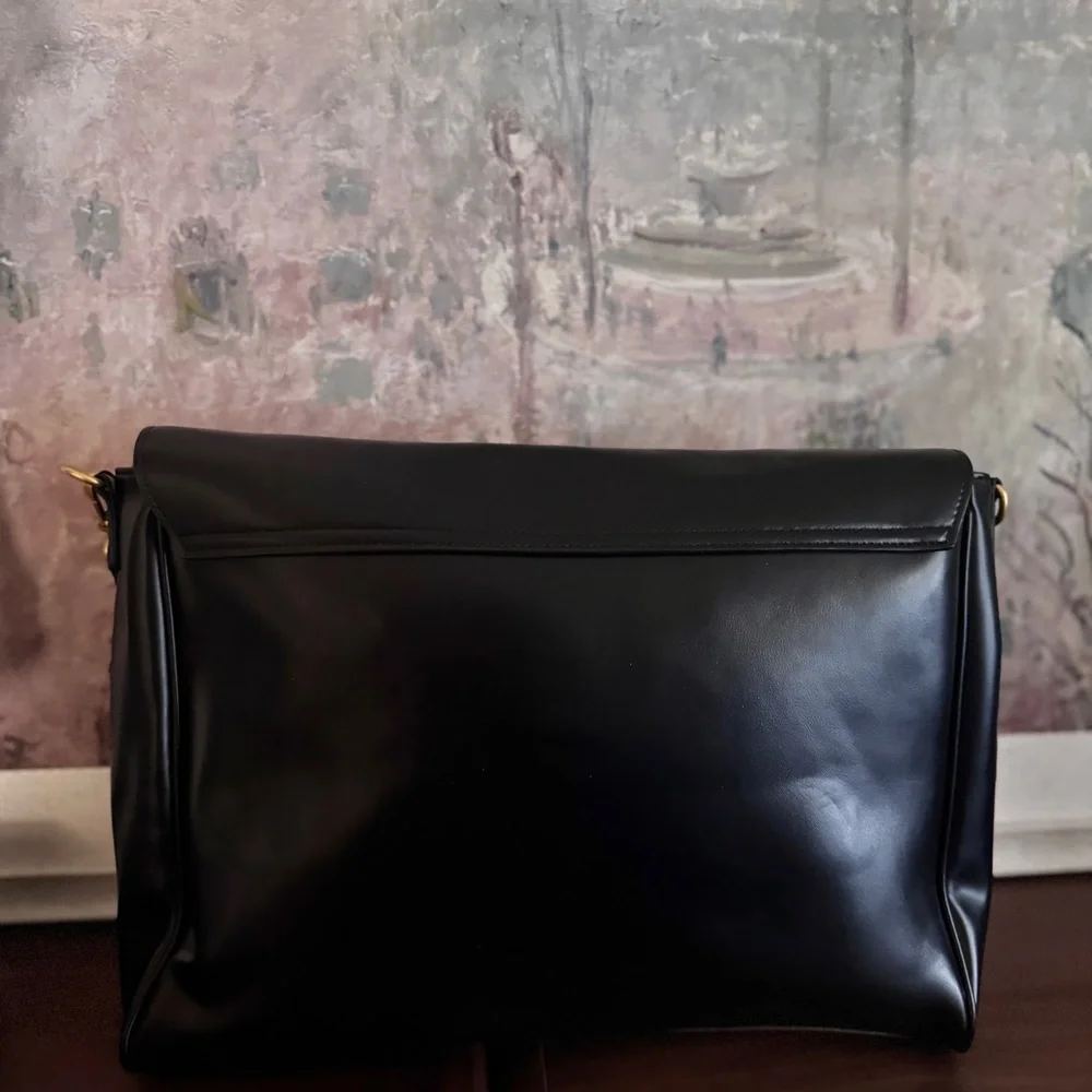 NWOT Elegant Black Vegan Leather Tote Bag